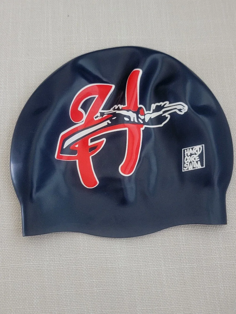 Hars Core Swim Silicon Cap with Red White Logo In Dark Blue!